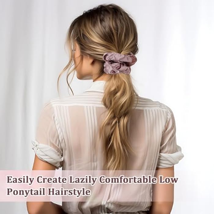 Aphumedc 4 Pcs Large Size Solid Scrunchies, 4.3 Inch Satin Silk Hair Scrunchies, Light Pink Elastic Hair Ties for Women and Girls, Hair Accessories for Different Hairstyles and Occasions - Image 4